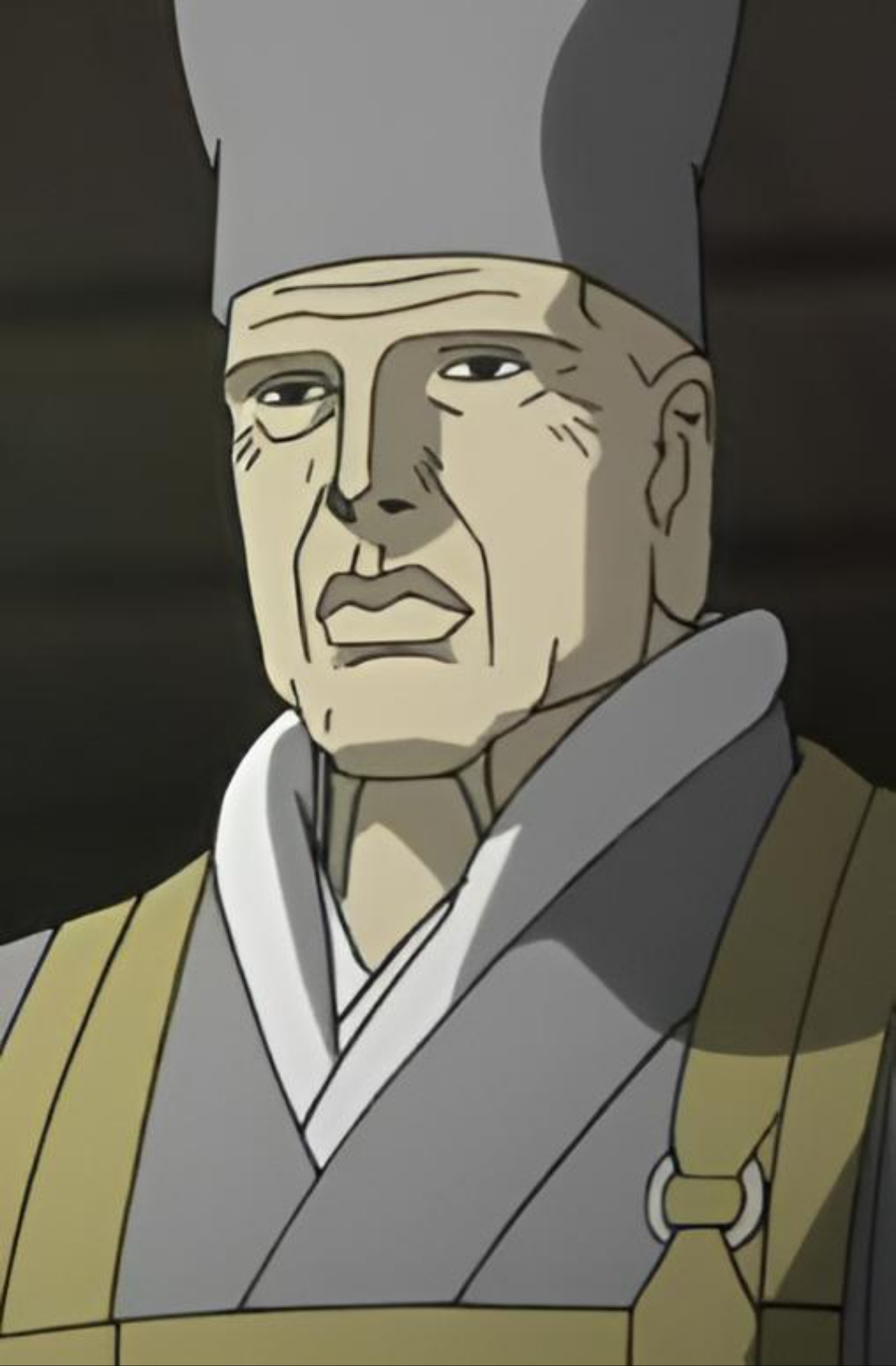 hyougetsu nagare, grey hat, hat, large ears, old, old man, senno soueki, small eyes, wrinkled skin