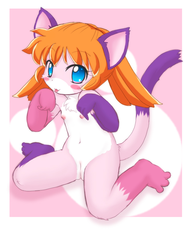 miyanii (myanie), source request, :p, animal ears, blush, cleft of venus, flat chest, furry, pussy, smile, tail, tongue, tongue out