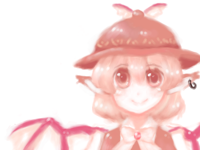 ryuno momoka, mystia lorelei, touhou, artist request, bad id, bad pixiv id, lowres, 1girl, blush, earrings, female focus, hat, jewelry, pink eyes, pink hair, portrait, ribbon, short hair, simple background, smile, solo, white background, wings