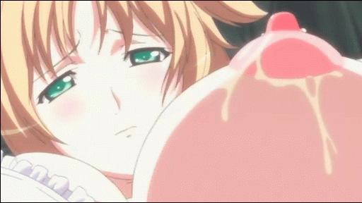 teresa beria, seikon no qwaser, dvd, animated, animated gif, anime screenshot, bra, breast focus, breast sucking, breasts, covered erect nipples, green eyes, helpless, lactation, large breasts, lingerie, nipples, puffy nipples, saliva, solo, twitching, underwear, view between breasts