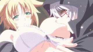 aleksander nikolaevich her, teresa beria, seikon no qwaser, animated, animated gif, lowres, blush, bra, breast sucking, breasts, grabbing another's breast, groping, lingerie, underwear, wince