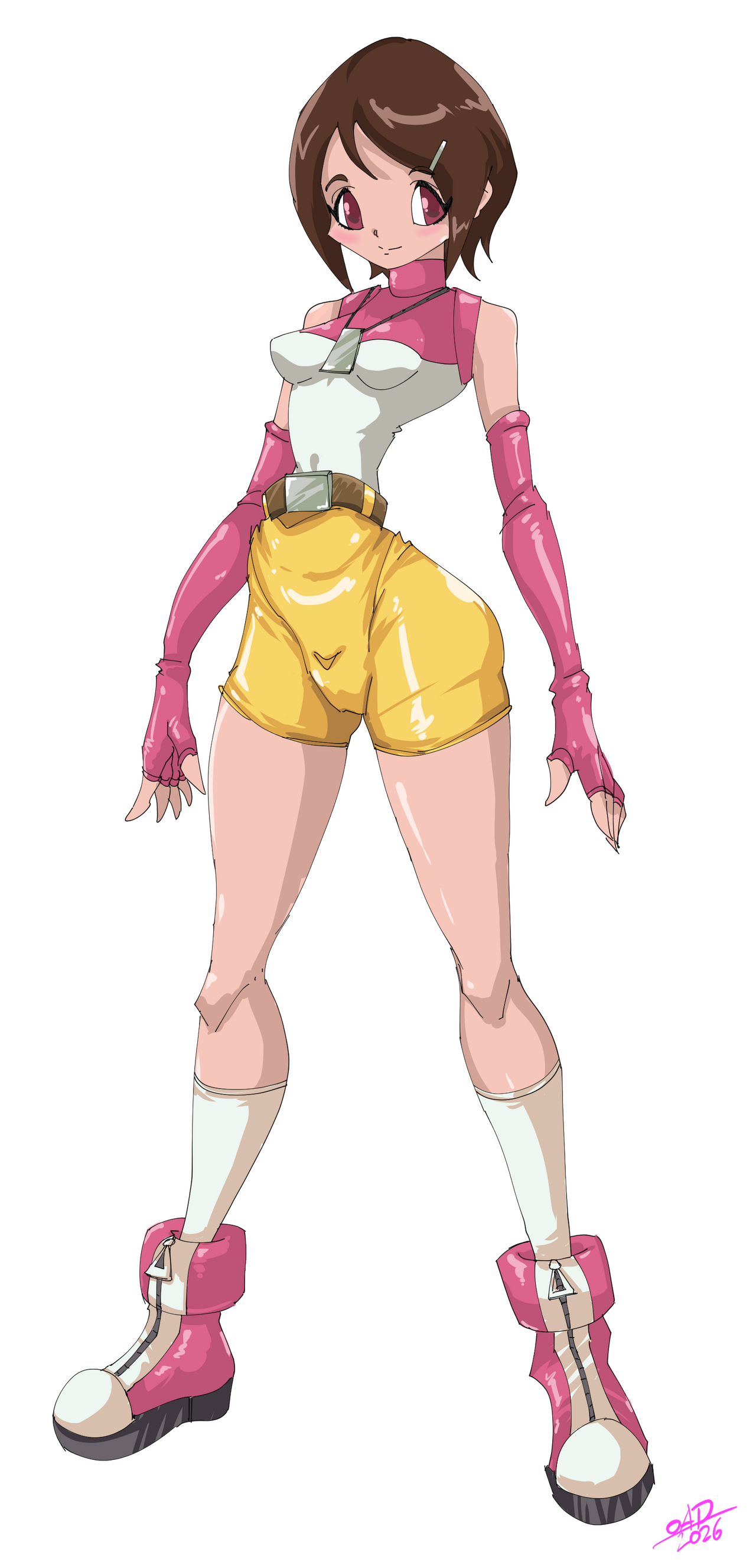 yagami hikari, digimon, digimon adventure 02, annetakamakifan, artist name, blush, breasts, looking at viewer, pink eyes, transparent background