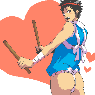 yamamoto takeshi, katekyo hitman reborn!, lowres, 00s, ass, black hair, fundoshi