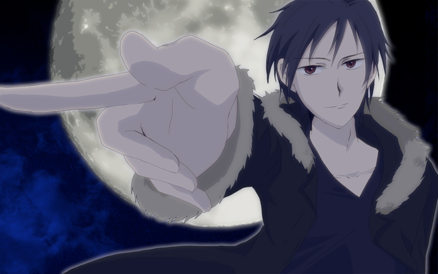 miso dengaku, orihara izaya, durarara!!, bad id, bad pixiv id, 1boy, black hair, jacket, male focus, outdoors, short hair, sky, smile, solo