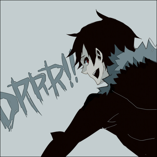 m (pixiv557100), orihara izaya, durarara!!, bad id, bad pixiv id, lowres, 1boy, jacket, male focus, short hair, smile, solo