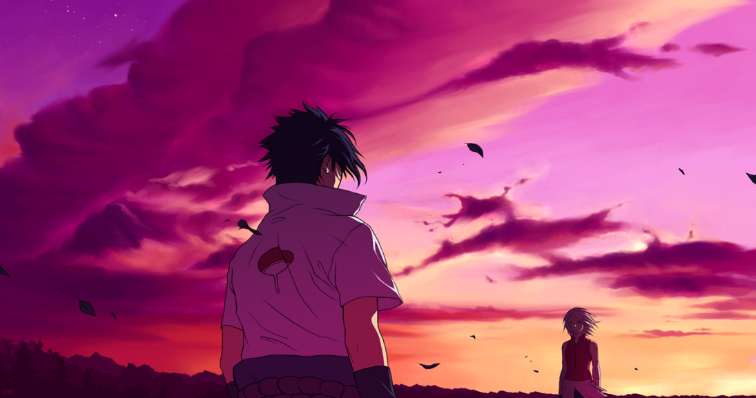 samurai-pet, haruno sakura, uchiha sasuke, naruto, couple, scenery, sky