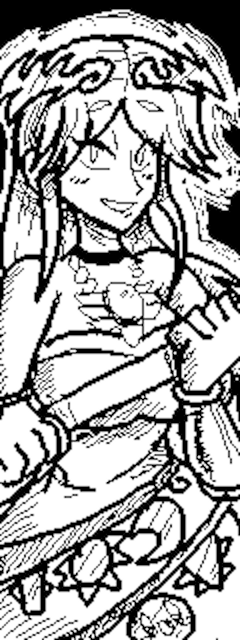 poopishness, palutena, miiverse, archived source, 1girl, bare shoulders, breasts, holding, holding staff, jewelry, large breasts, long hair, looking at viewer, monochrome, necklace, solo, staff