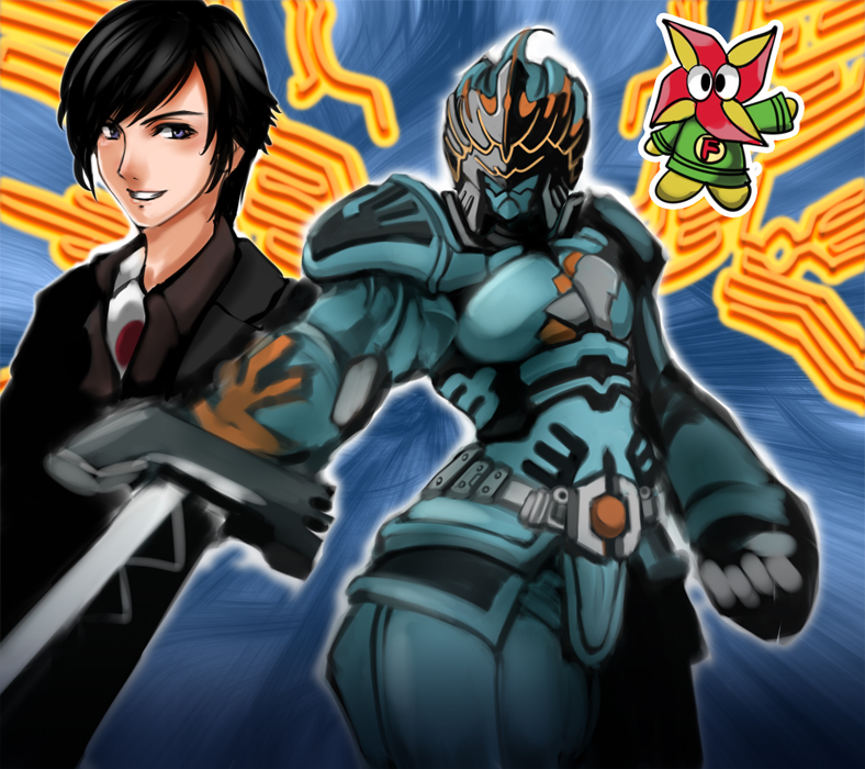 1041 (toshikazu), fuuto-kun, nasca dopant, sonozaki kirihiko, kamen rider, kamen rider w, belt, dual persona, monster, nazca dopant, sword, weapon