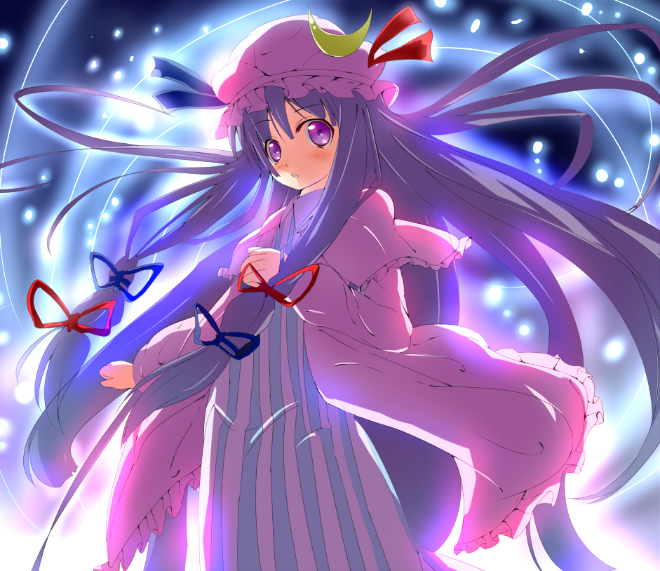 aa44, patchouli knowledge, touhou, 1girl, blush, female focus, long hair, purple eyes, purple hair, solo