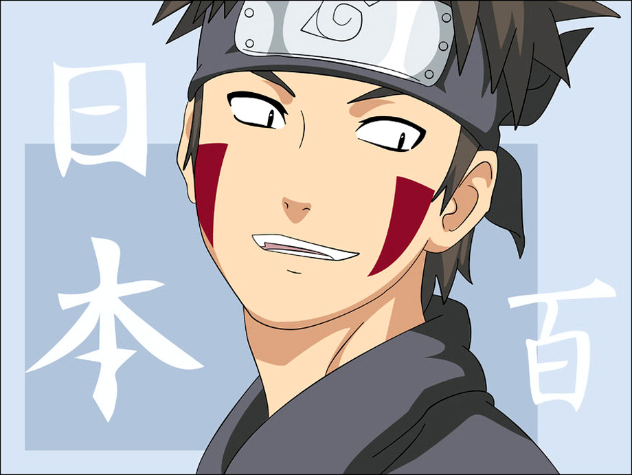 morrow (hitodama-x), inuzuka kiba, naruto (classic), naruto (series), bad id, bad pixiv id, 1boy, black hair, facial mark, male focus, smile, solo, upper body