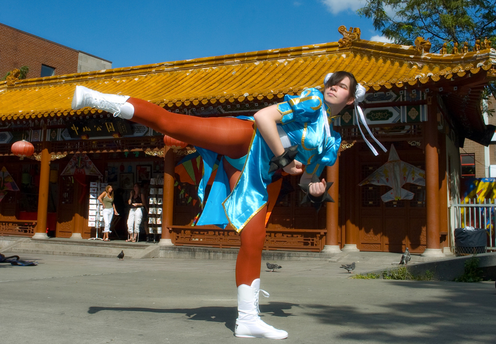 chun-li, capcom, street fighter, photo (medium), boots, brown hair, bun cover, china dress, chinese clothes, chun-li (cosplay), cosplay, dress, pantyhose