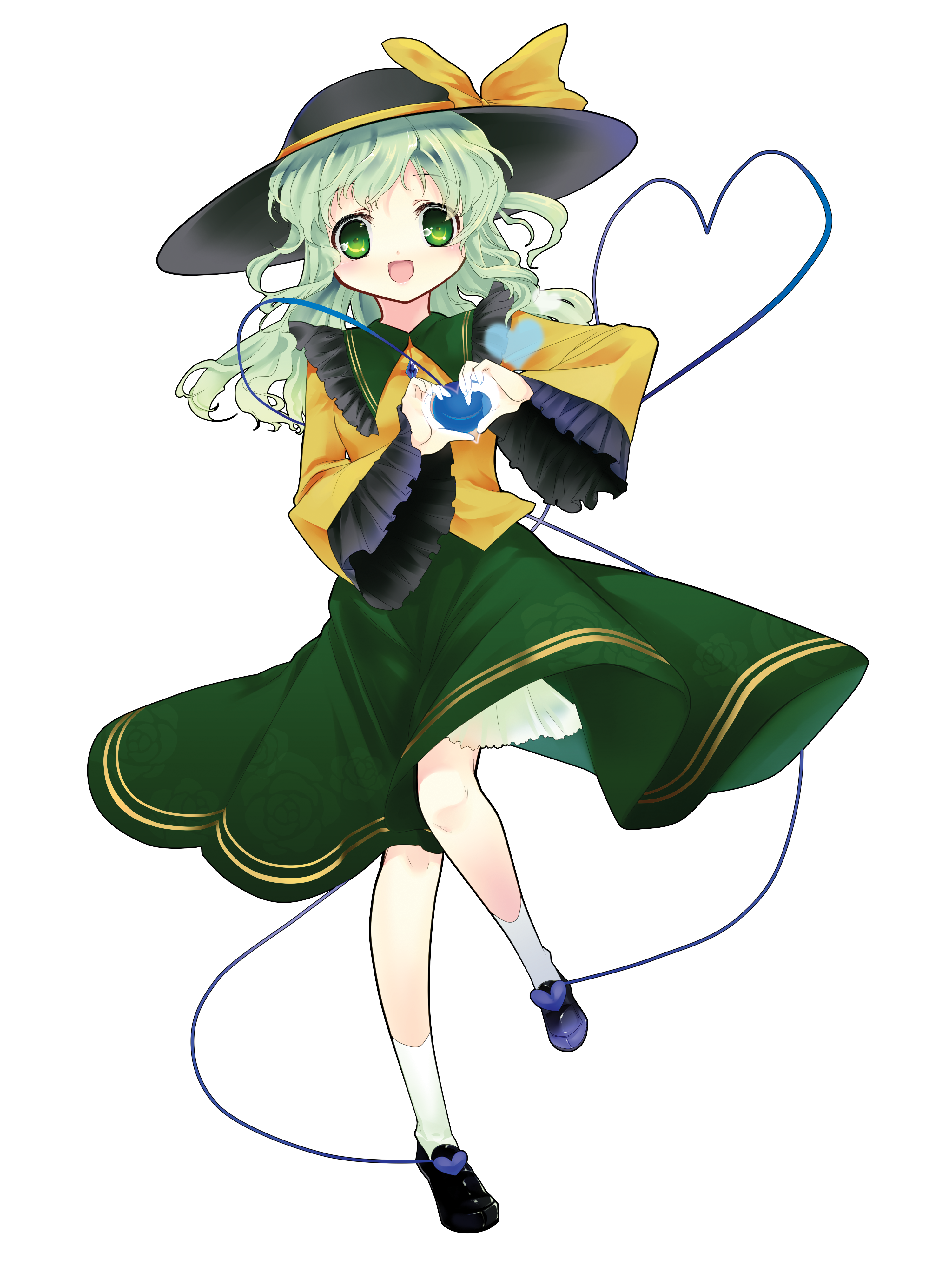 hisaba iori, komeiji koishi, touhou, absurdres, highres, 1girl, female focus, full body, solo, transparent background