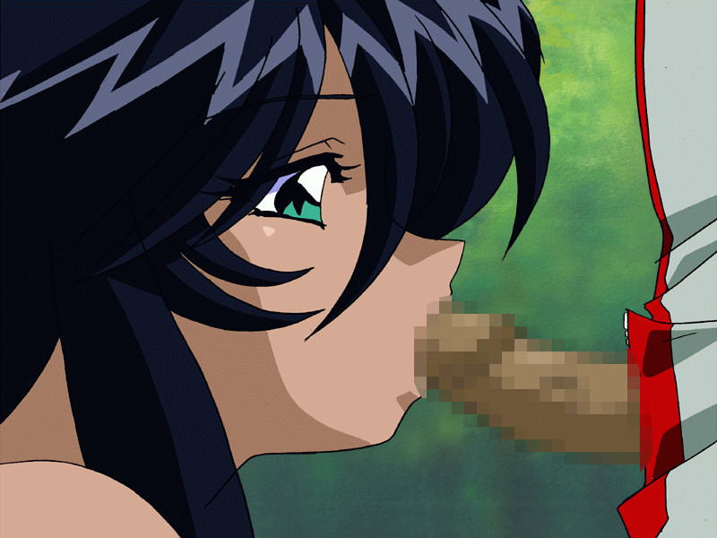 kan'u unchou, ikkitousen, animated, animated gif, 00s, black hair, censored, dark skin, fellatio, green eyes, oral