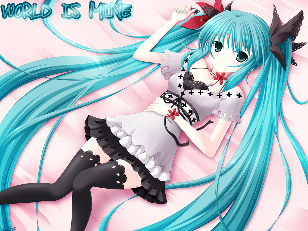 hatsune miku, vocaloid, world is mine (vocaloid), tagme, long hair, solo, twintails, very long hair