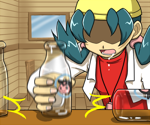 kris (pokemon), miltank, nintendo, pokemon, pokemon gsc, lowres, 1990s (style), 1girl, blue hair, drinking, female focus, gen 2 pokemon, hat, jacket, milk, open mouth, pokemon (creature), retro artstyle, solo, twintails