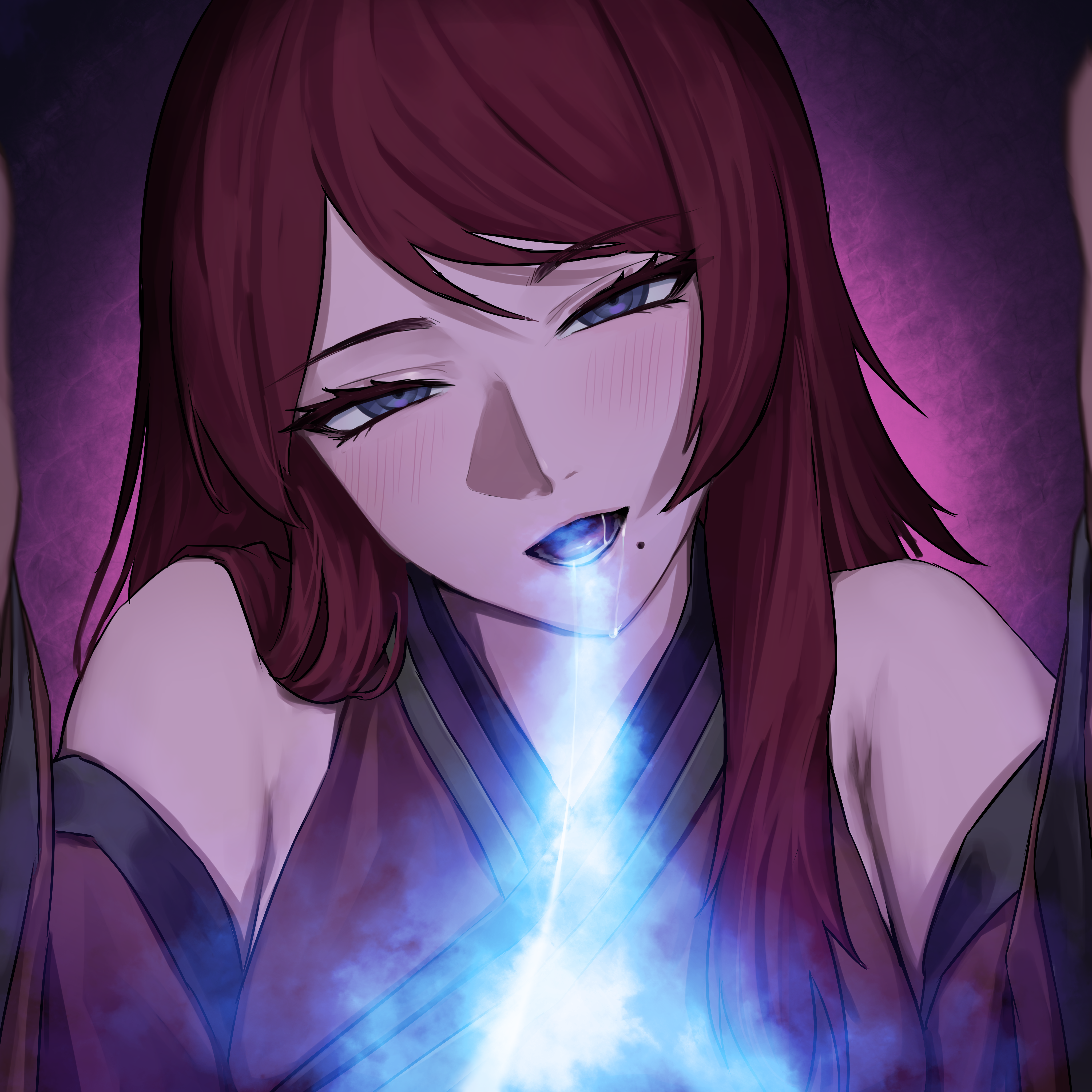 fuuka (naruto), naruto (series), naruto shippuuden, after kiss, energy drain, looking at viewer, pov, saliva, saliva trail