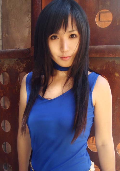 meiwai, tifa lockhart, final fantasy, final fantasy vii, photo (medium), airbrushed, chinese text, cosplay, tifa lockhart (cosplay)