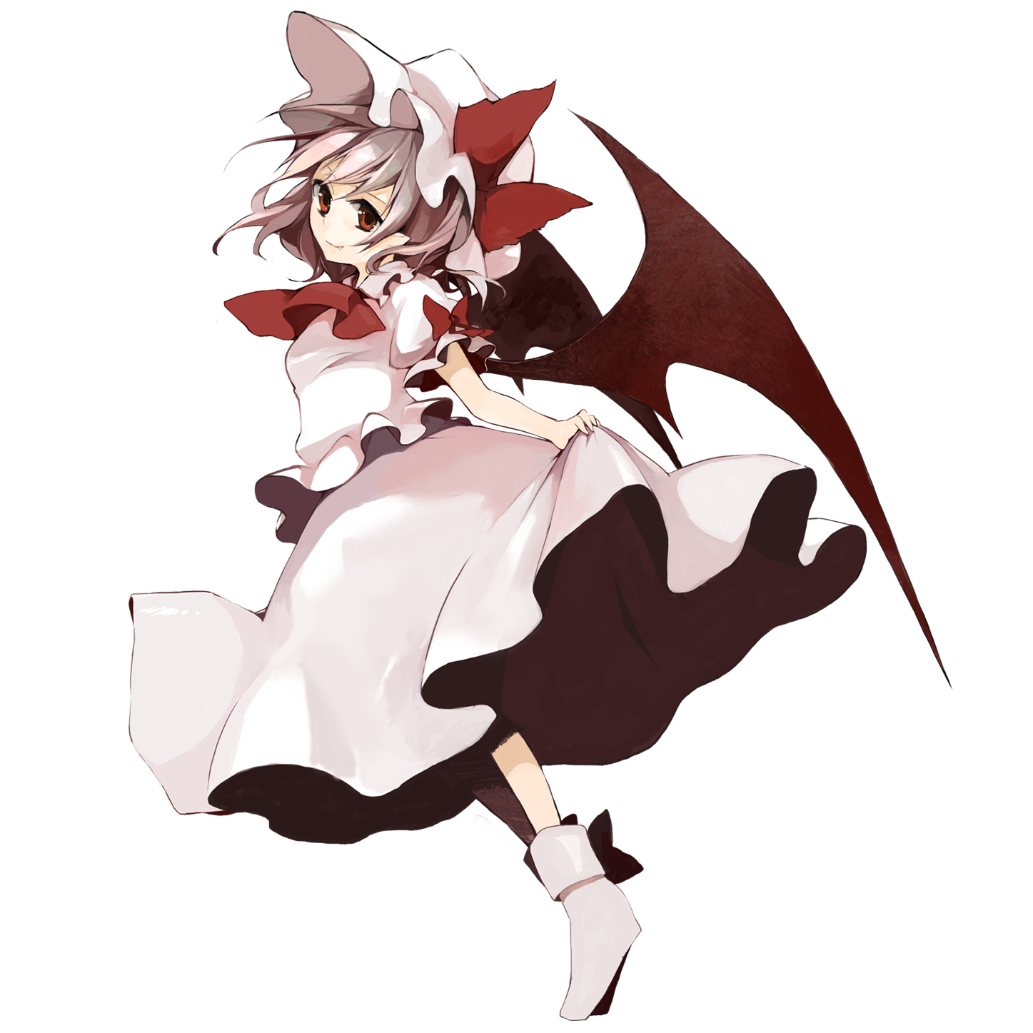 fujiyama, rin (artist), remilia scarlet, touhou, bad id, bad pixiv id, highres, 1girl, fang, female focus, full body, smile, solo, transparent background, wings