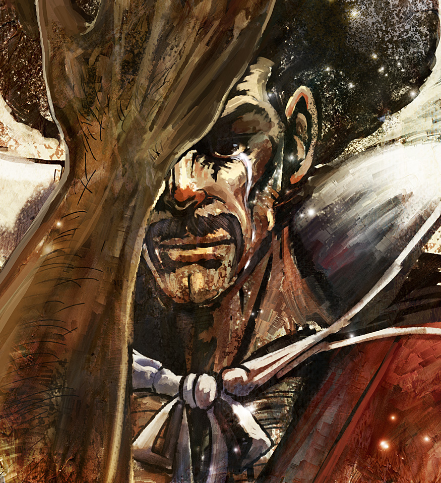 bccp, gouri daisuke, mr. satan, dragon ball, dragonball z, 1boy, afro, cape, facial hair, male focus, manly tears, mustache, solo, tears