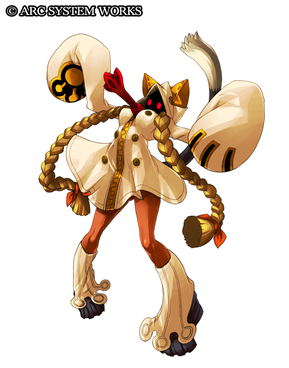 katou yuuki, taokaka, arc system works, blazblue, blazblue: continuum shift, official art, 1girl, animal ears, animal hood, blonde hair, braid, breasts, buttons, cat ears, cat hood, cat tail, coat, dark-skinned female, dark skin, female focus, fighting stance, full body, glowing, glowing eyes, hair ribbon, hood, hoodie, kneehighs, large breasts, long hair, long sleeves, no pants, outstretched arms, panties, pantyshot, platform shoes, red eyes, red panties, ribbon, shoes, socks, solo, spread arms, standing, tail, transparent background, twin braids, underwear, very long hair, zipper