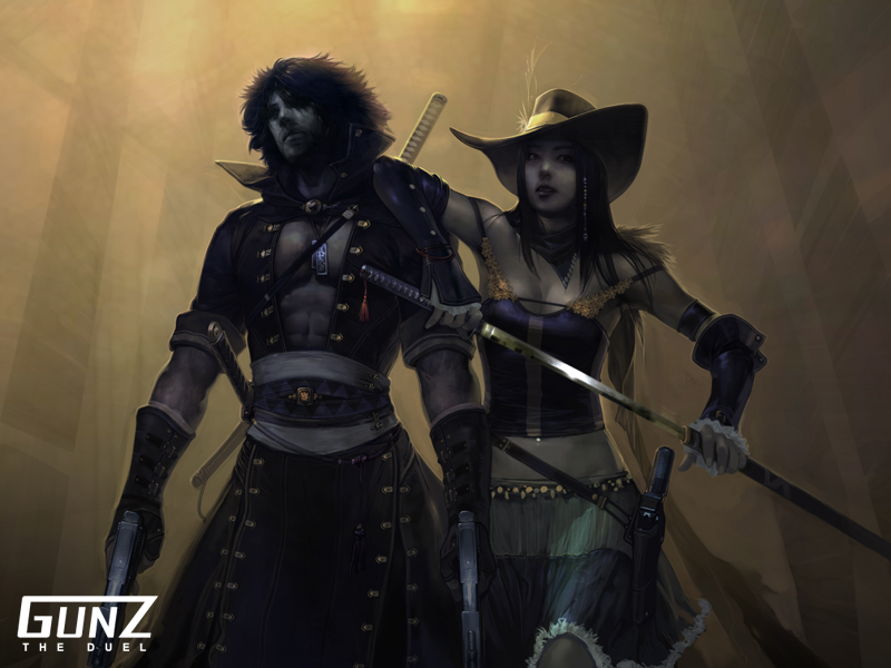 gunz the duel, cowboy hat, gun, hat, katana, sword, weapon