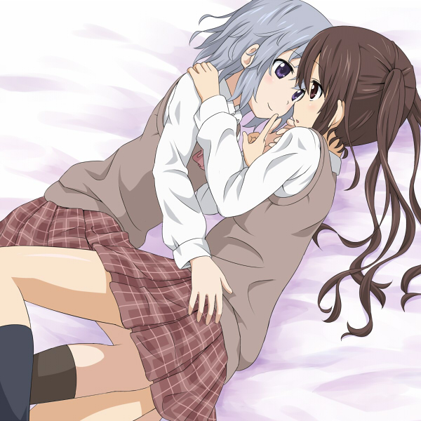 mountain pukuichi, original, 2girls, blush, multiple girls, skirt, vest, yuri