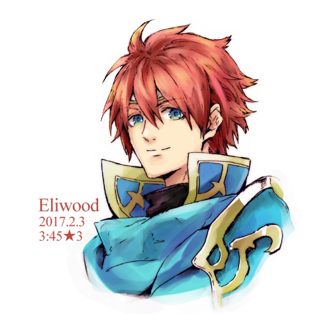 hotate rayan, eliwood (fire emblem), fire emblem, fire emblem: the blazing blade, nintendo, 1boy, armor, blue armor, blue eyes, closed mouth, looking at viewer, male focus, red hair, short hair, smile, solo