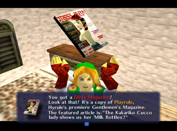 anju (zelda), link, deviantart, nintendo, the legend of zelda, the legend of zelda: ocarina of time, animated, animated gif, lowres, 1boy, letterboxed, magazine (object), pornography