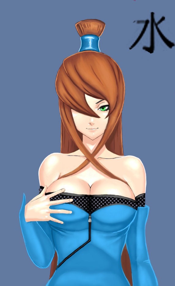 bluedemon13, terumi mei, naruto shippuuden, naruto, cropped, breasts, cleavage, smile