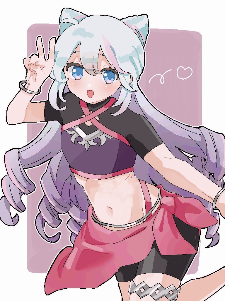 rosado (fire emblem), fire emblem, fire emblem engage, nintendo, 1boy, androgynous, blue eyes, blue hair, cone hair bun, drill hair, hair between eyes, hair bun, hair horns, long hair, looking at viewer, male focus, papi ike, pink hair, smile, solo, trap