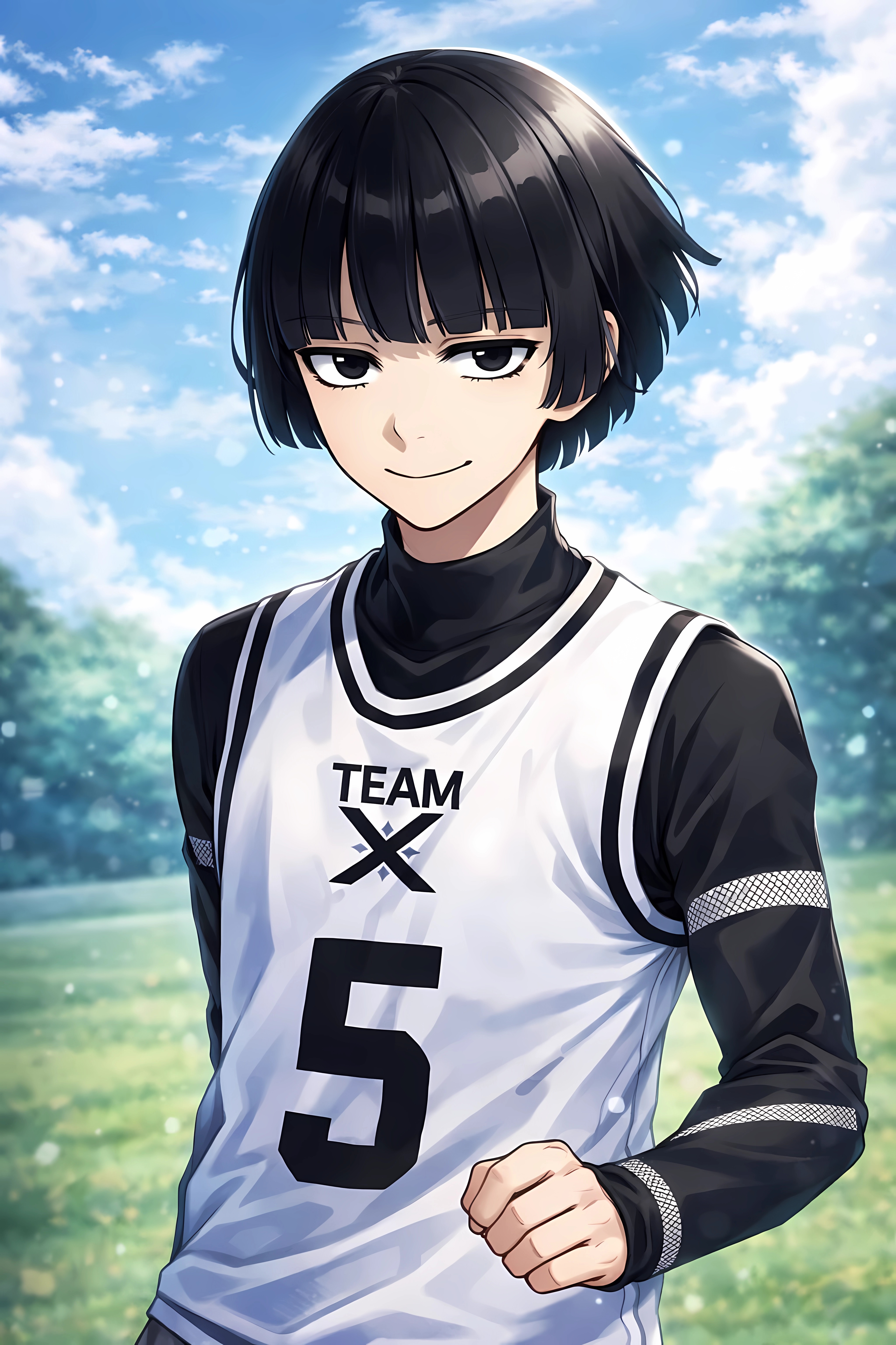 blue lock, 1boy, black eyes, black hair, chihiro ezaki, footballer, soccer, soccer uniform, sportswear