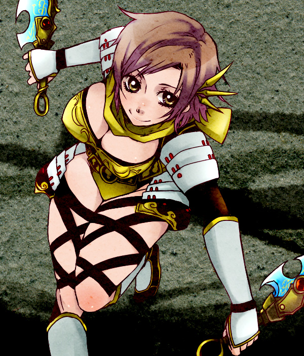 black (pixiv1431983), nene (sengoku musou), sengoku musou, sengoku musou 3, 1girl, breasts, brown eyes, brown hair, cleavage, female focus, large breasts, short hair, solo