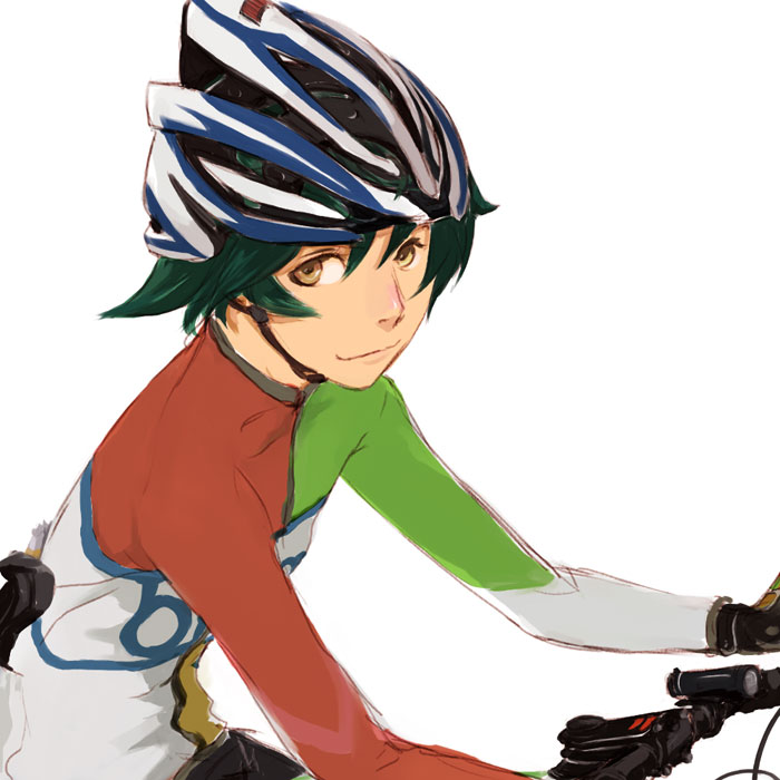 hiroyo, nanao (bing), microsoft bing, microsoft windows, 1boy, bicycle, green hair, helmet, male focus, solo, yellow eyes