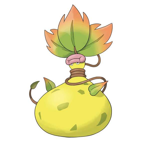 mega victreebel, victreebel, nintendo, pokemon, pokemon legends: z-a, official art, third-party source, black eyes, closed mouth, colored skin, gen 1 pokemon, leaf, mega pokemon, no humans, pink lips, plant, plant monster, pokemon (creature), pokemon focus, slit pupils, smile, spotted skin, vines, yellow skin