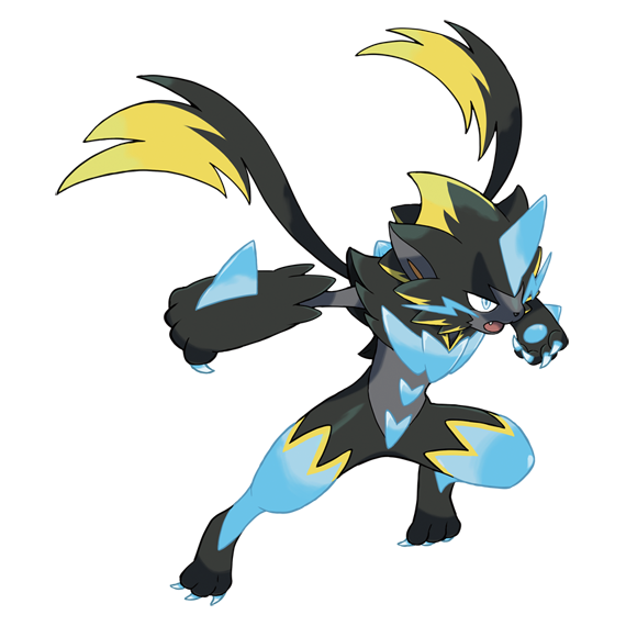mega zeraora, zeraora, nintendo, pokemon, pokemon legends: z-a, artist request, official art, second-party source, animal nose, black fur, blue claws, blue eyes, blue fur, body fur, cat, claws, fangs, gen 7 pokemon, horns, legendary pokemon, mega pokemon, mythical pokemon, open mouth, pokemon (creature), pokemon focus, single horn, spikes, transparent background, two-tone fur, v-shaped eyes, whiskers, yellow trim