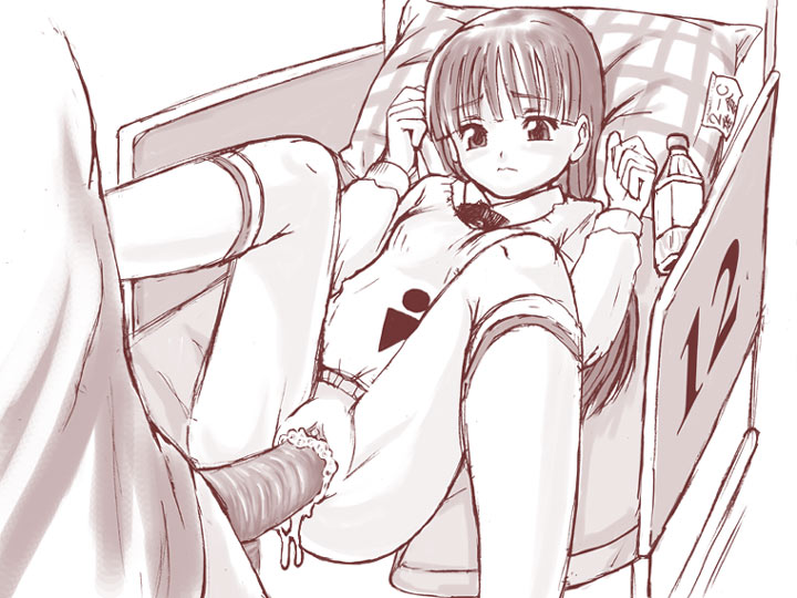 mayonnaise (ringo gakuen), bottomless, cum, cum in pussy, human toilet, loli, monochrome, public use, restroom symbol, sex, uncensored, vaginal