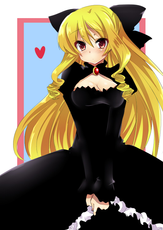 masayu, tennousu athena, hayate no gotoku!, blonde hair, dress, drill hair, long hair, red eyes, solo