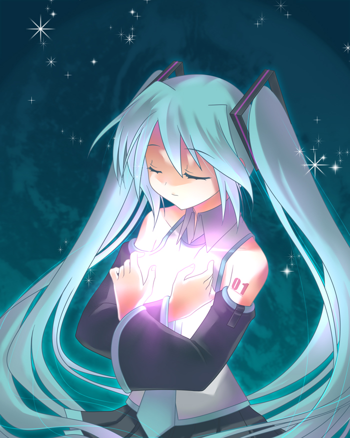 tahya, hatsune miku, vocaloid, aqua hair, long hair, twintails