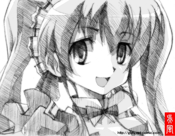 gofu, lizlett l. chelsie, omamori himari, traditional media, greyscale, lizlet l chelsie, monochrome, sketch, solo