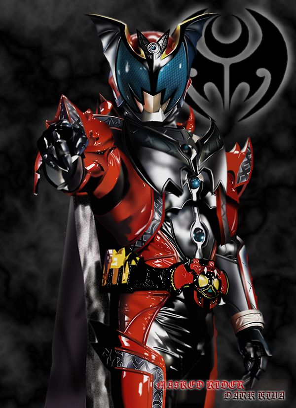 maru (maru1105), kamen rider dark kiva, kivat-bat ii, kamen rider, kamen rider kiva (series), belt, cape, head wings, male focus, pointing, solo, wings