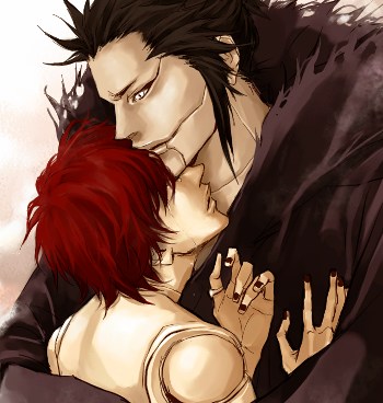 lily (artist), sasori (naruto), third kazekage, naruto (series), naruto shippuuden, lowres, 2boys, gradient background, male focus, multiple boys, puppet, sandaime kazekage, spiked hair, yaoi