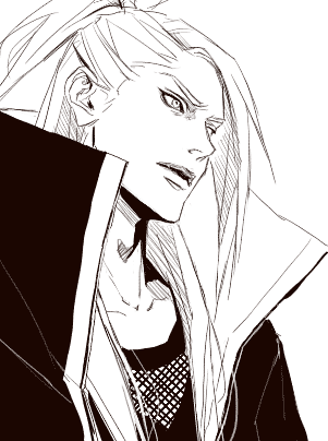 lily (artist), deidara (naruto), naruto (series), naruto shippuuden, lowres, 1boy, akatsuki (naruto), brown theme, long hair, male focus, monochrome, solo