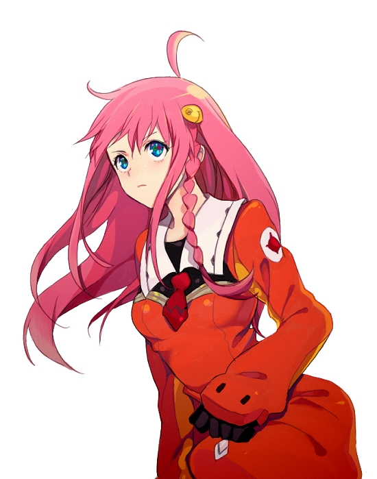 hirosuke, hirosuke (psychexx), nono (top wo nerae 2!), top wo nerae! (series), top wo nerae 2!, bad id, bad pixiv id, 00s, 1girl, ahoge, blue eyes, braid, female focus, hair ornament, hairclip, long hair, pink hair, serious, solo