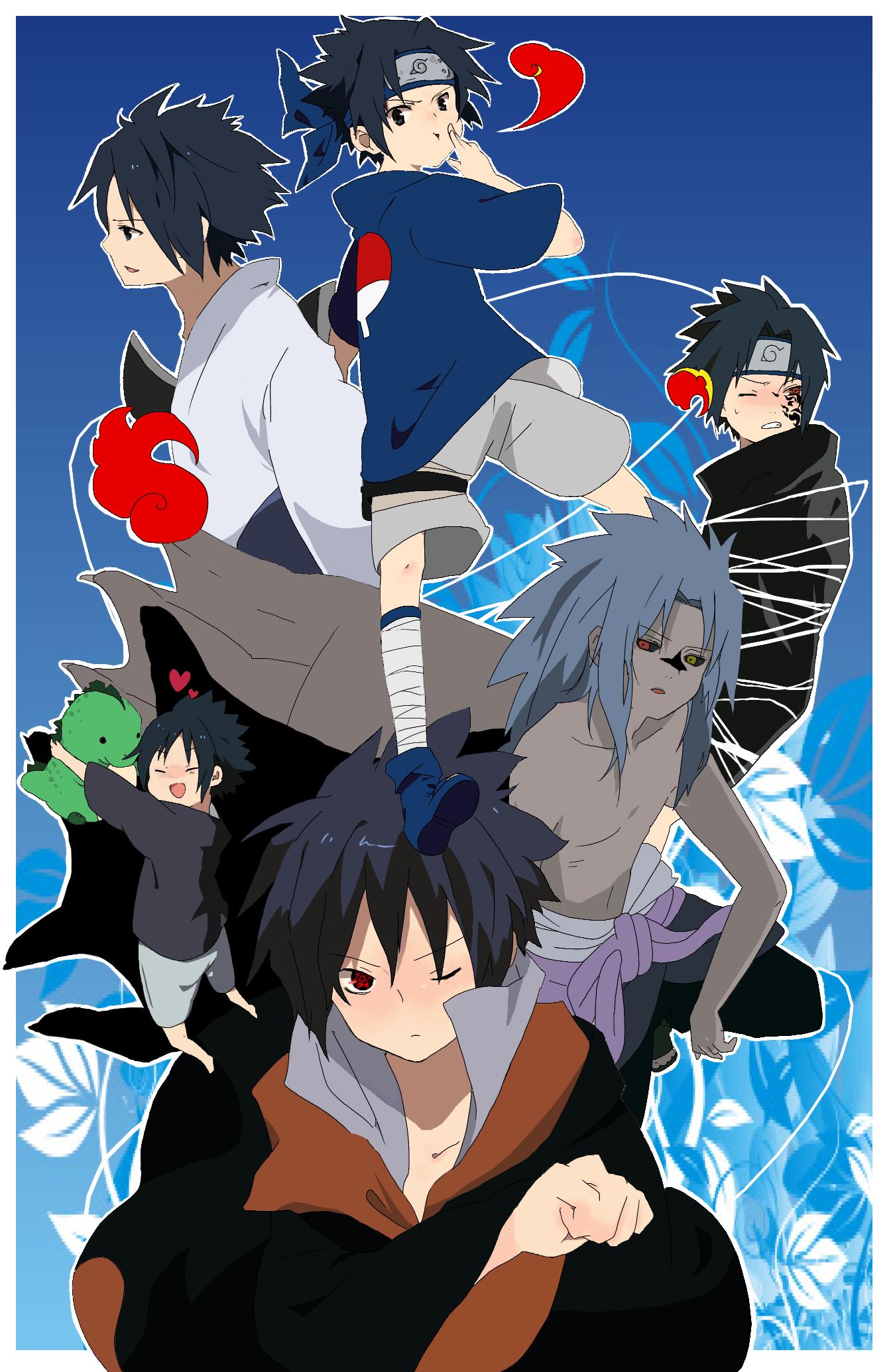 bukiko, uchiha sasuke, naruto (classic), naruto (series), bad id, bad pixiv id, highres, md5 mismatch, 1boy, aged down, alternate costume, crest, family crest, male focus, one eye closed, time paradox