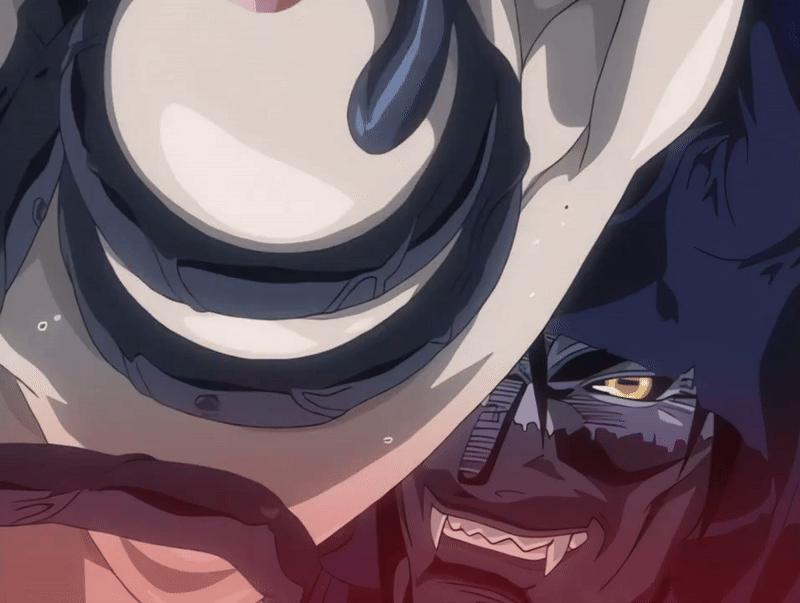 takashiro hiroko, bible black, bible black gaiden, animated, animated gif, tagme, 00s, 1girl, 2002, breasts, cloak, demon, demon boy, fangs, groping, groping breast, hood, hoodie, implied rape, implied sex, large breasts, nipples, smile, sweat, tentacles, yellow eyes