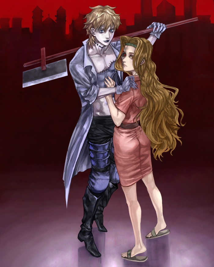 touge (kubiwa tsuki), eliza (shaman king), johann faust viii, shaman king, bad id, bad pixiv id, 1boy, 1girl, blonde hair, blue eyes, brown hair, couple, doctor, gloves, hairband, hetero, lipstick, long hair, makeup, nurse, short hair