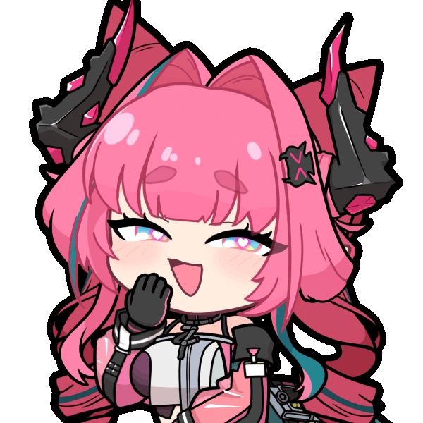 acomu414, yvonne (arknights), arknights, arknights: endfield, animated, animated gif, commentary request, korean commentary, +++, 1girl, :d, black gloves, black horns, blue eyes, blue hair, breasts, chibi, dragon girl, dragon horns, drill hair, gloves, hair intakes, hair ornament, heart, heart-shaped pupils, horns, jacket, large breasts, laughing, multicolored hair, multicolored horns, open mouth, pink gloves, pink hair, pink horns, pink jacket, simple background, smile, solo, streaked hair, symbol-shaped pupils, thick eyebrows, transparent background, twin drills, twintails, two-sided gloves, two-tone hair, two-tone horns, upper body