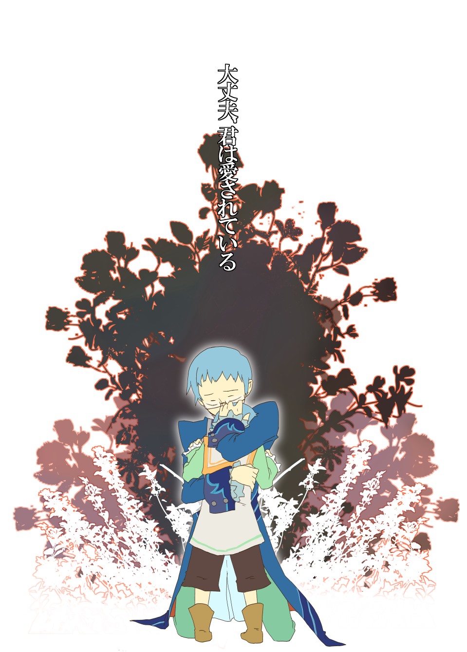 inubashiri-gon, hubert ozwell, tales of (series), tales of graces, bad id, bad pixiv id, highres, translation request, 2boys, blue hair, glasses, male focus, multiple boys, time paradox