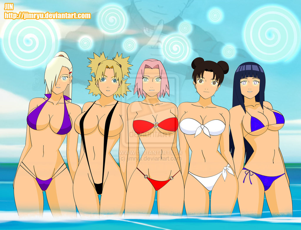 jinryu, haruno sakura, hyuuga hinata, temari (naruto), tenten (naruto), yamanaka ino, deviantart, naruto, watermark