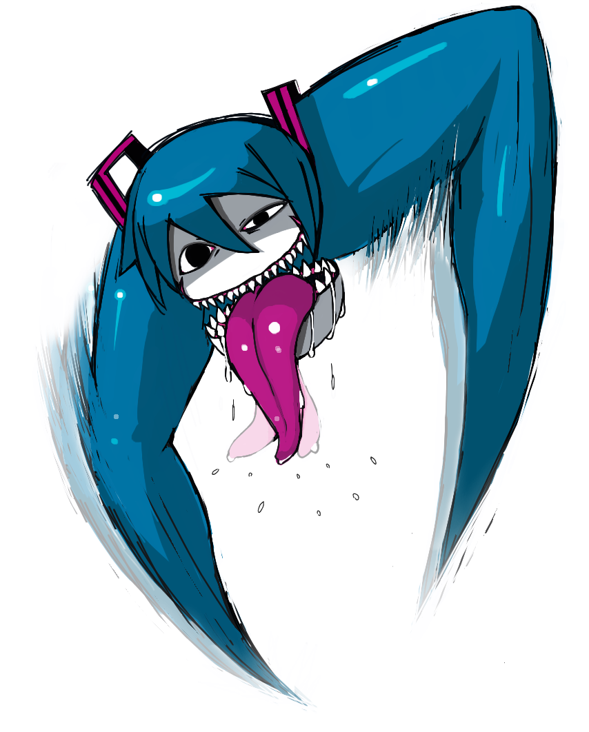 moemoeturime, hatsune miku, shiteyan'yo, vocaloid, creepy, horror (theme), saliva, teeth, tongue